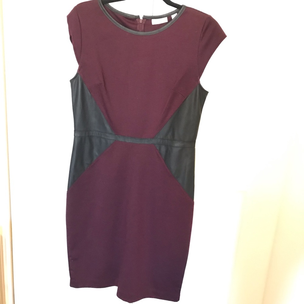 Plum Dress with leather panels